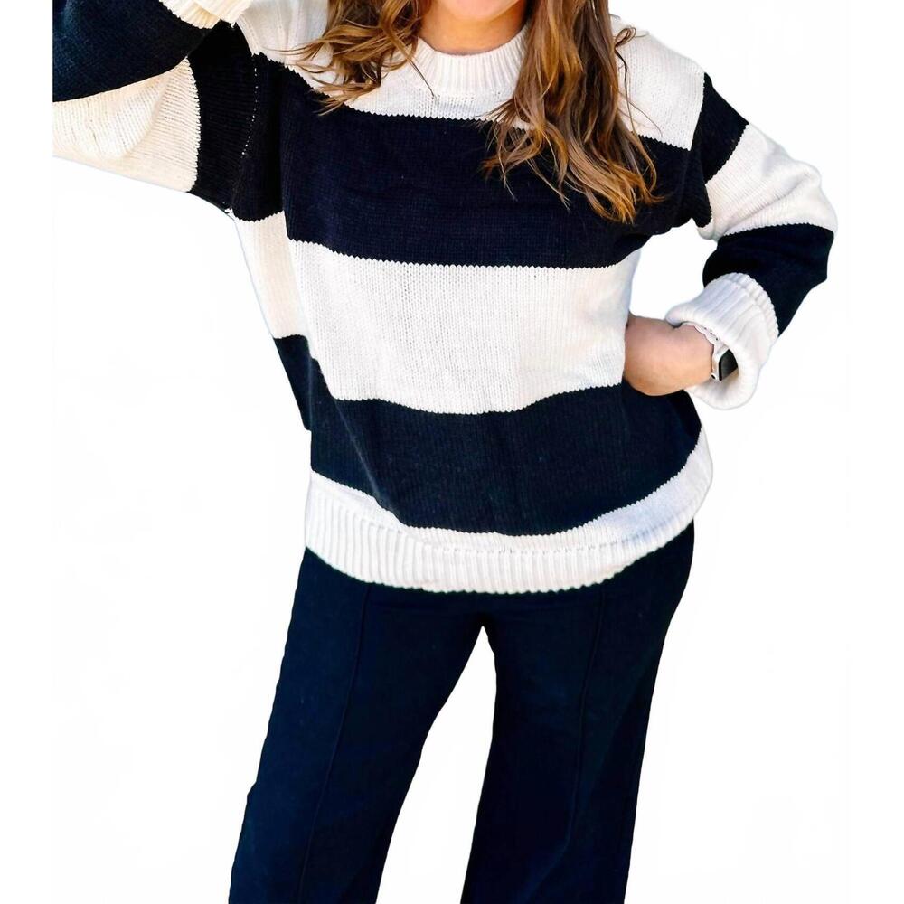NEW AAPPARELLA loretta stripped sweater in white/black